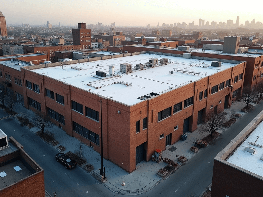 Brooklyn Top View of flat roof restaurant