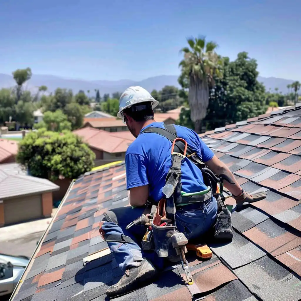 Showing Professional roofer checking Brooklyn roof